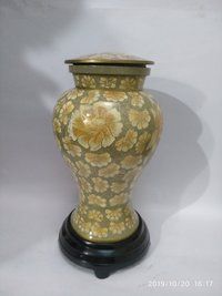 Etienne Green Flower Cloisonne Cremation Urn