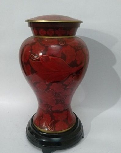 Cloisonne Urn For Ashes-Red