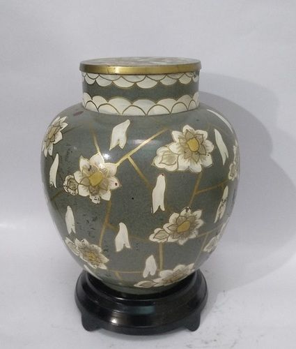 Pear Blossom Cloisonne Silver light Urn