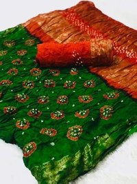 Cotton Base Bandhani Sarees