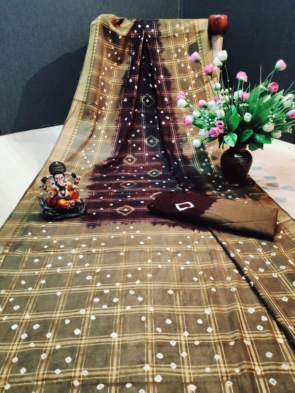Cotton Bandhani Sarees