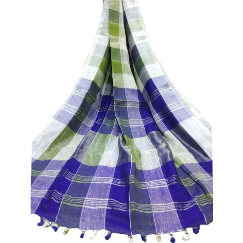 Ladies Handloom Printed Saree - Cotton, Length 6m with Blouse Piece 0.5m | Casual Wear, Checked Pattern, Suitable for Summer & Winter
