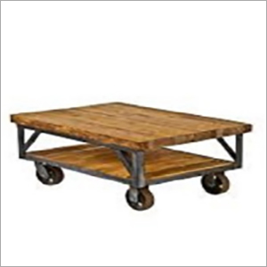 Cast Iron Wheel Legs Coffee Table By SWEVEN FURNITURE