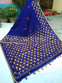 Embroideried work cotton silk saree