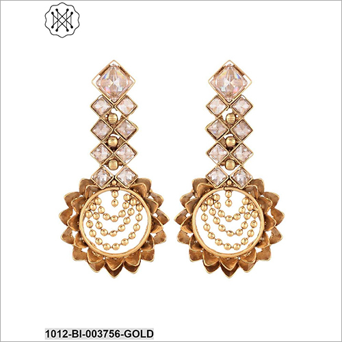 Ladies Studded Earring - Metal with Stone Accents | Stylish Design for Engagement, Anniversary & Gift Occasions, Multiple Sizes & Finishes Available