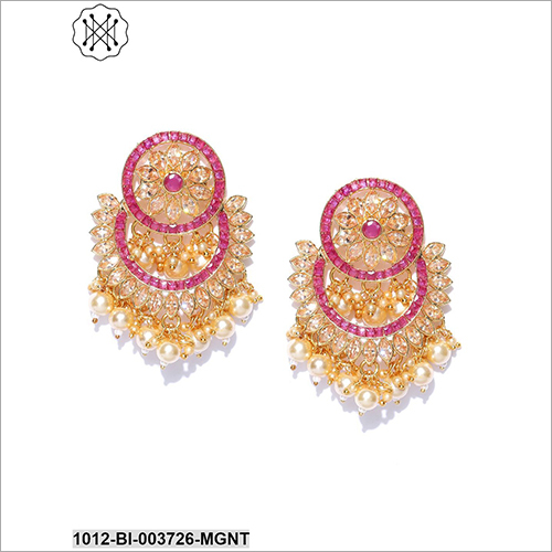 Ladies Studded Earring - Metal, Pearl, Stone | Elegant Design, Alluring Patterns, Perfect for Engagement, Gifts, and Parties