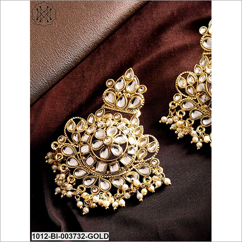 Ladies Studded Fancy Earring - Metal, Adjustable Fit | Durable Design, Perfect for Anniversary, Engagement, Gift, and Party Occasions