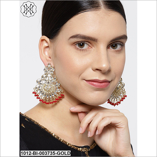 Ladies Studded Casual Earring - Metal, Stone, Beads | Perfect for Weddings, Gifts, Engagements, and Parties