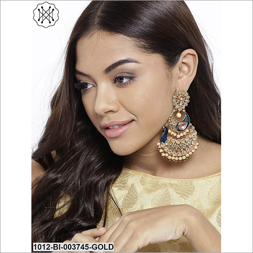 Ladies Fashionable Earring - Metal, Multicolored Freshwater Stones, Trendy Design , Perfect for Engagements, Parties, Anniversaries and Gifts
