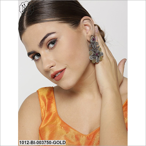 Fancy Silver Earring - Metal with Stone Accents | Stylish Earrings for Anniversaries, Engagements, Gifts, and Parties