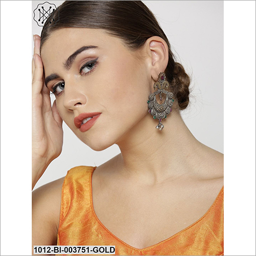 Ladies Artificial Fancy Earring - Metal with Stones, Perfect for Anniversary, Engagement, Gift, and Party Occasions
