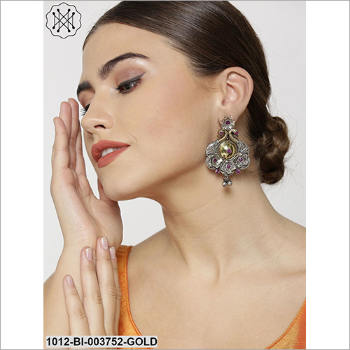 Ladies Designer Silver Earring - Metal & Stones | Jewelry for Women Perfect for Anniversary Engagement & Thoughtful Gifts