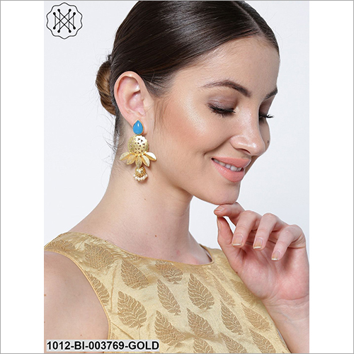 Ladies Party Wear Earring - Metal with Stones and Beads | Elegant Design for Engagement, Anniversary, Gift, and Party Occasions