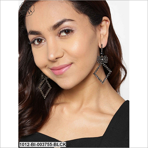 Ladies Square Loophole Earring - Metal & Stone | Elegant Design for Anniversaries, Gifts, and Parties, Perfectly Crafted for Women