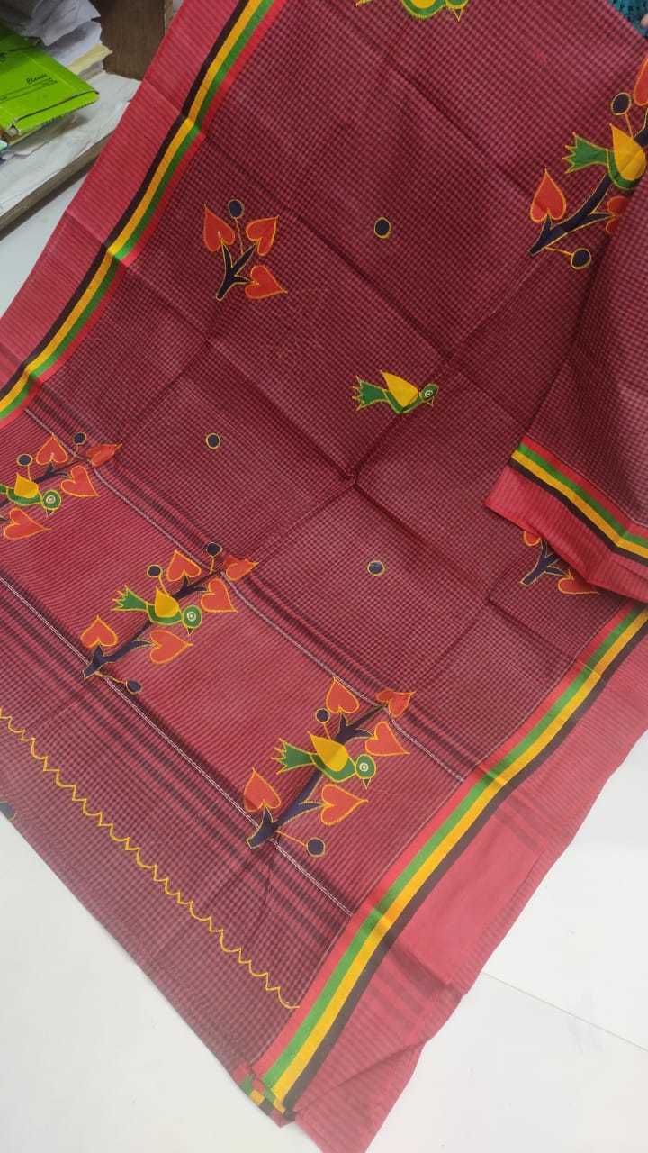 Embroideried Cotton applique worked handloom saree