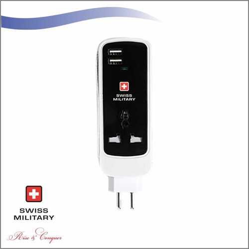 Swiss Military Mini Mult Function Universal Extension Cord With 2 USB Ports (UAM15)