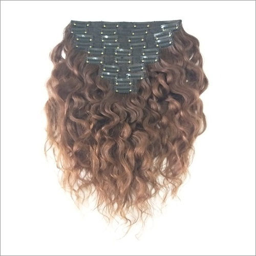 Natural Brown Raw Single Donor Temple Curly Clip Hair single donor hair