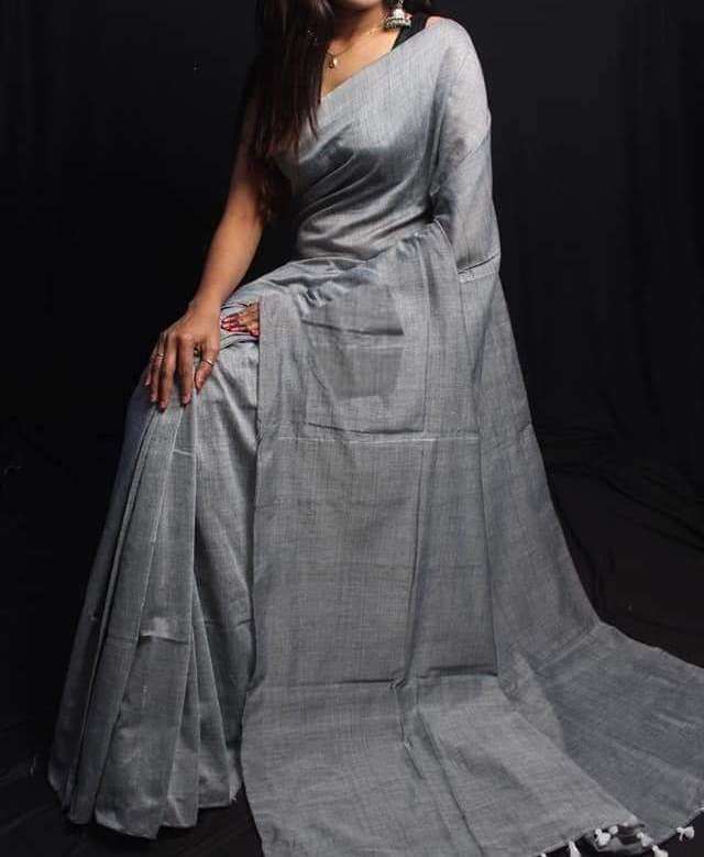 Plain  handloom saree