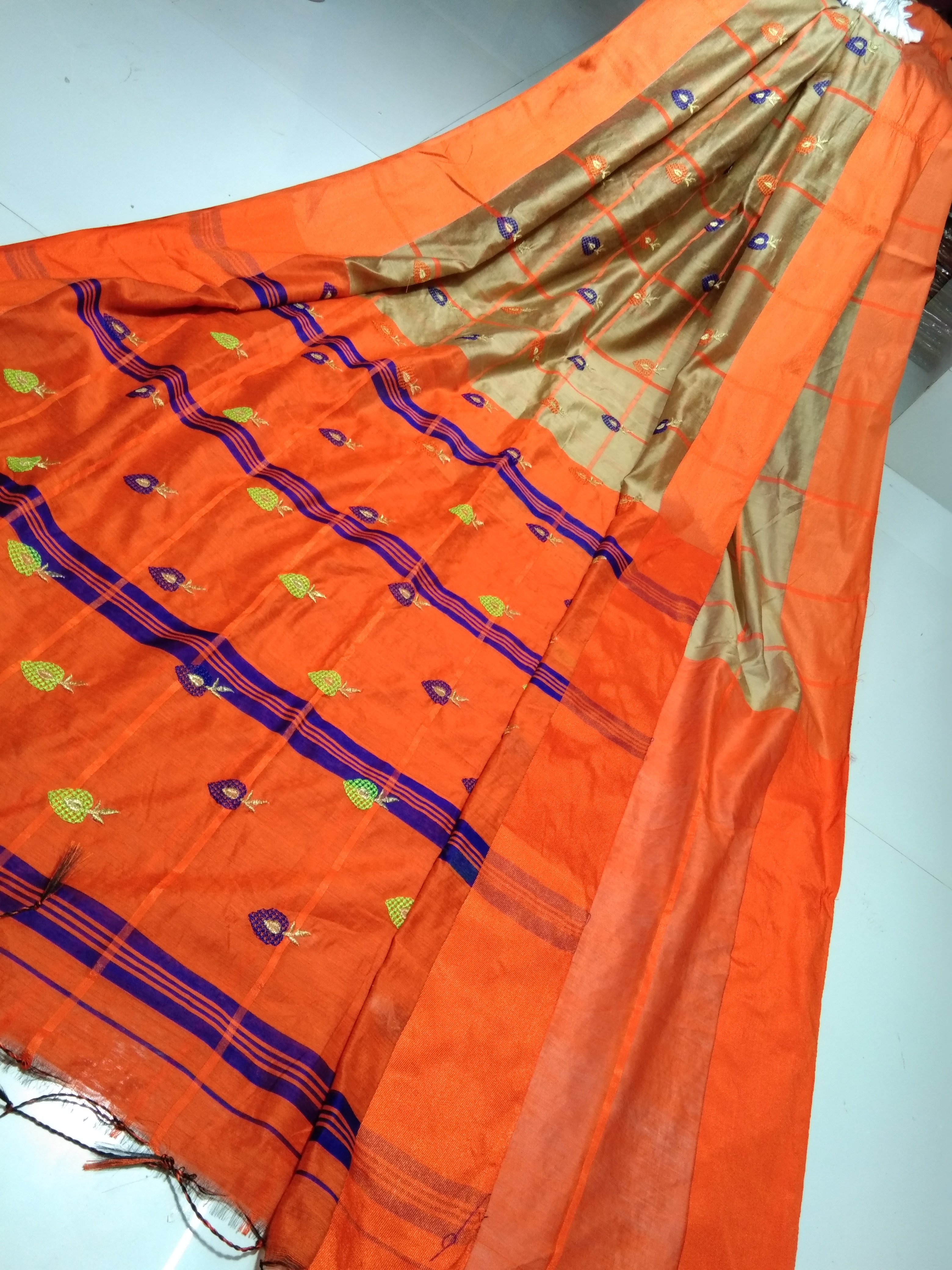 Cotton silk litchi designer saree