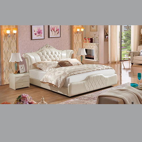 White Color Leather Bed