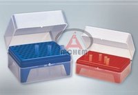 Micro Tip Box - Polypropylene, Clear Blue Design | Autoclavable With Table-like Structure For Tip Storage