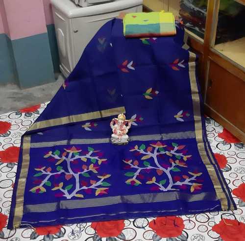 Woven Silk Linen Jamdani Saree.