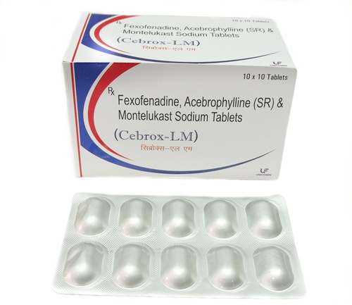 Acebrophylline 200mg, Fexofenadine 120mg and Montelukast 10mg Tablets