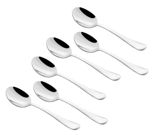 Shapes Opera Baby Spoon Set - Stainless Steel, 6 Pcs , Elegant Design with Mirror Finish and Safety Edges