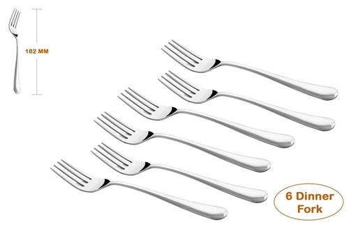 Shapes Opera Dinner Fork Set - 6 Pcs | Stainless Steel, Mirror Finish, Silver Color, Elegant Design for Exquisite Dining Experiences