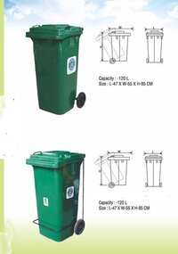 Wheeled Dust Bins - HDPE, 80-120-240 Litres Capacity, Green-Red-Blue-Yellow-Black Colors, Pedal Operation for Waste Collection