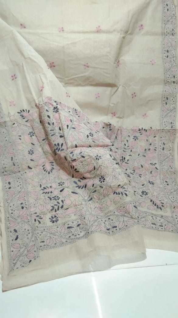 Cotton hand stitched kantha saree