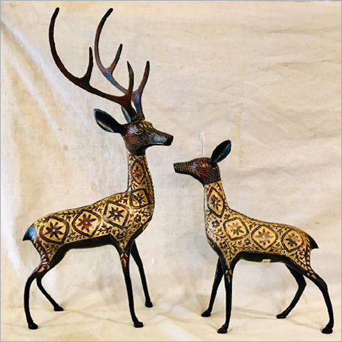 Brass Deer Statue Set