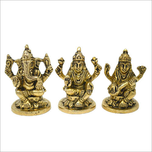 Brass Ganesh Laxmi Saraswati Statue