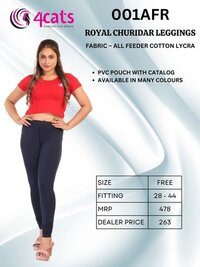 V-Cut Churidar Leggings - Color: Blue