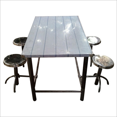 Stainless Steel Four Seater Canteen Table