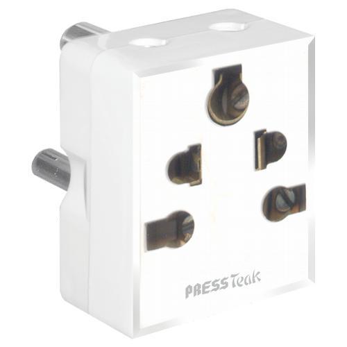 Pressfit Boss 3 Pin Universal Multi Plug Adapter - Plastic Material, White Color | Application for Connecting Multiple Plug Tops Simultaneously