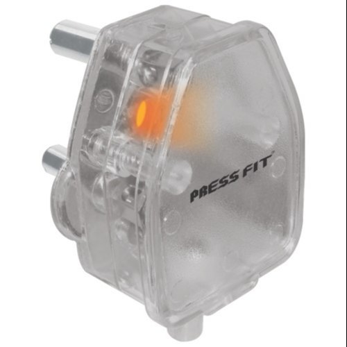 Pressfit 3 Pin Plug Top with Indicator - Polycarbonate, Transparent Color | Heavy Brass Terminals, High Efficiency Electrical Applications