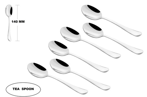 Shapes Opera Tea Spoon 6 Pcs - Stainless Steel, Mirror Finish, Silver Color | Durable Thick Stems, Soft-Curved Edges for Style and Safety