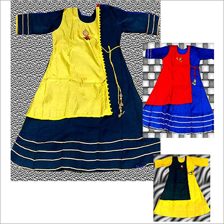 Chanderi Silk Hand Embrodery Dubble Layer Kurti