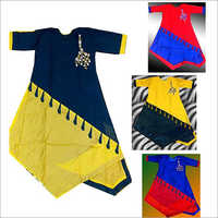 Chanderi Silk Hand Embrodery Fish Tail Cut Kurti