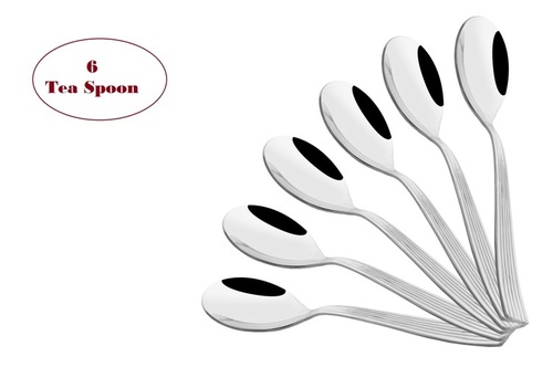 Shapes Alpine Tea Spoon 6 Pcs - Stainless Steel, Mirror Finish, Silver Color | Durable Design with Thick Stems and Soft-Curved Edges