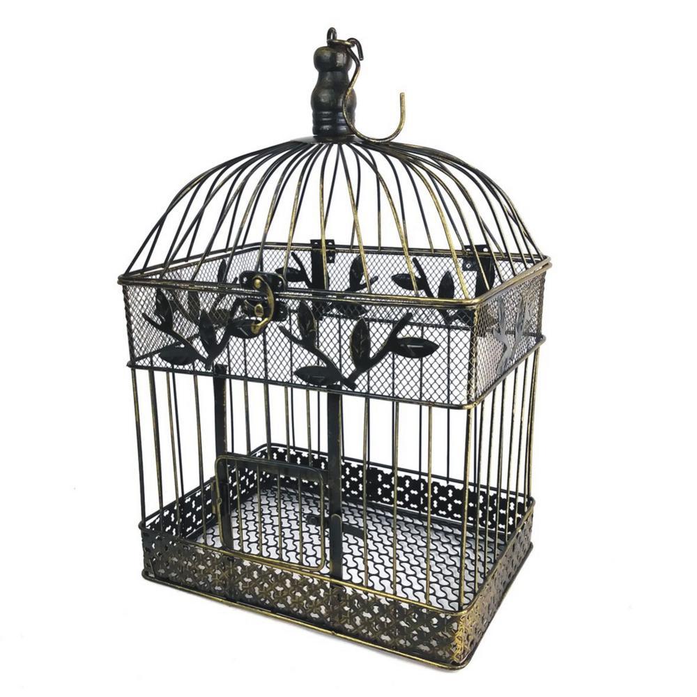 Wrought Iron Bird Cage with Cardinal