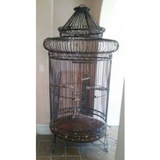 Large Wrought Iron Bird Cage Open Play Top