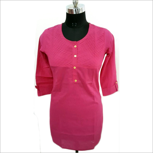 Ladies Round Neck Short Kurta - Cotton & Rayon Blend Multicolor Options | Trendy Long Sleeve Quick Dry and Washable Design Suitable for All Seasons