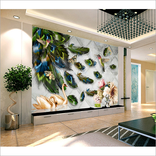 Peacock Print Living Room Wallpaper - Non-Woven Texture, Customized Size | Eco-Friendly, Durable Shades, High-Resolution Imagery, Scratch-Free Finish