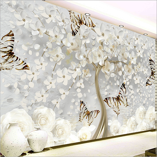 3D Butterfly Wallpaper - Vinyl and Non-Fading Color, Customized Size and Thickness from 400gsm to 1mm, Waterproof, Easy to Clean and Install