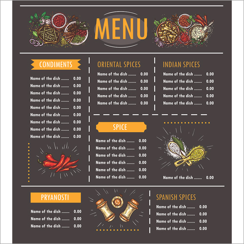 Menu Card Printing Services By INKERR BRAND SOLUTIONS PRIVATE LIMITED