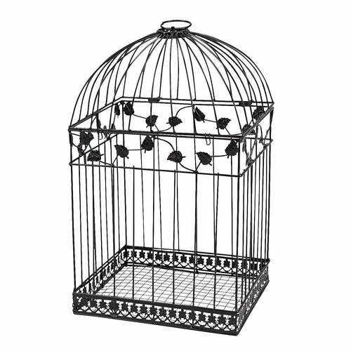 Black Metal Wedding Bird Cage Card Holder