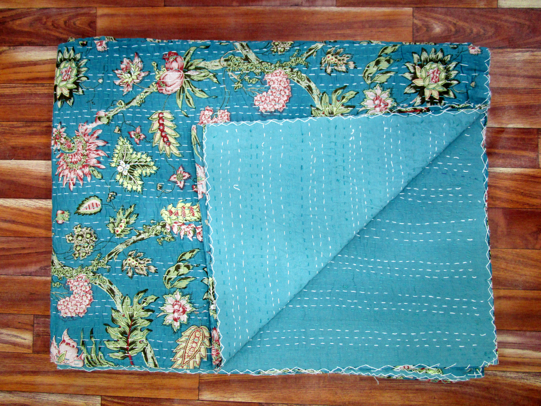 Kantha Quilt Floral Design