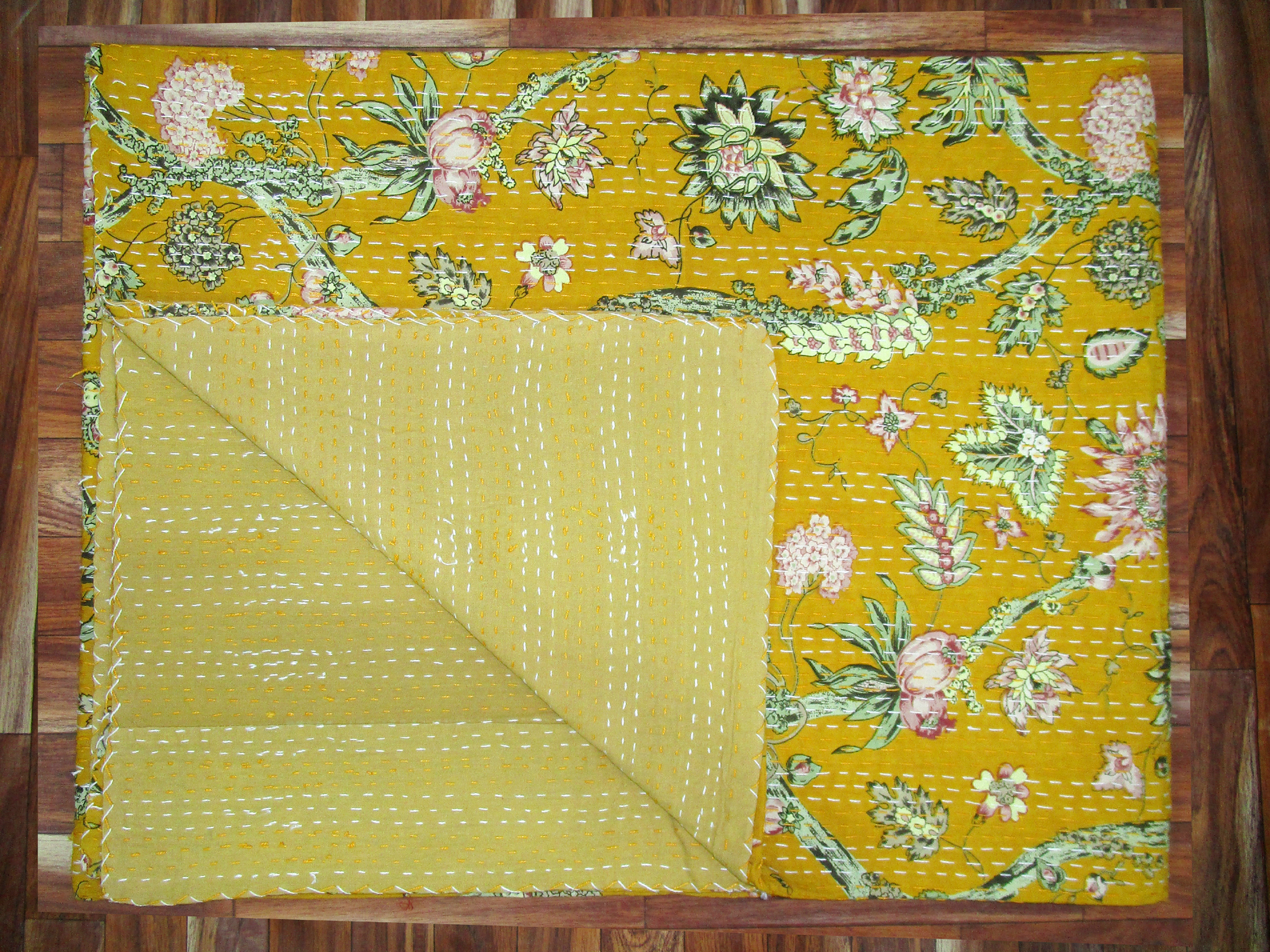 Kantha Quilt Floral Design